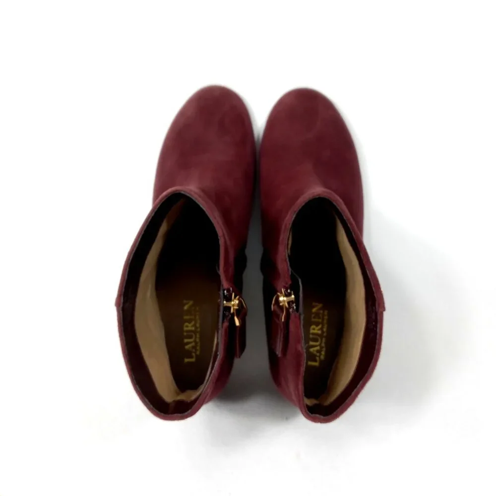 LAUREN RALPH LAUREN Wharton Women's Burgundy Studded Boots Size 9 B